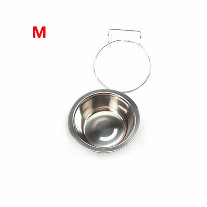 Pet Bowl Dog Food Cage Crate Water S/M/L Hang-on Stainless Steel Metal Cat