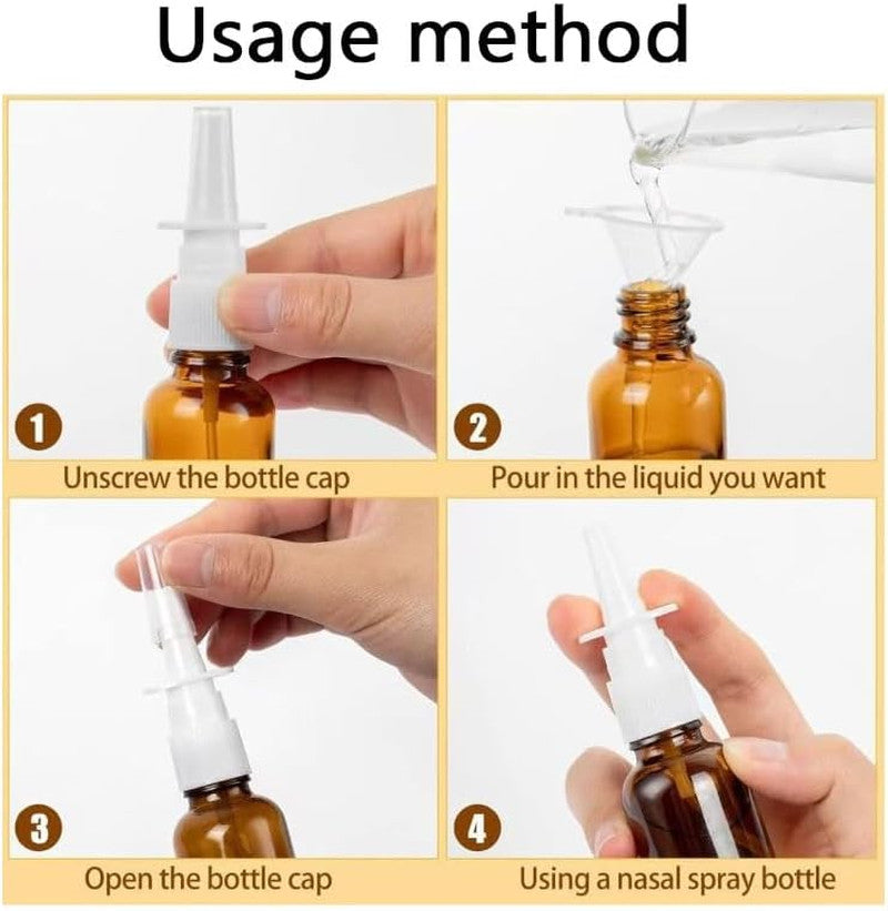 4Pcs 15Ml Amber Glass Nasal Spray Bottles with Fine Mist Nozzle – Refillable Emp