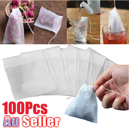 100pcs Non-woven Cloth Heat Sealing Filter Paper Loose Disposable Empty Tea Bag