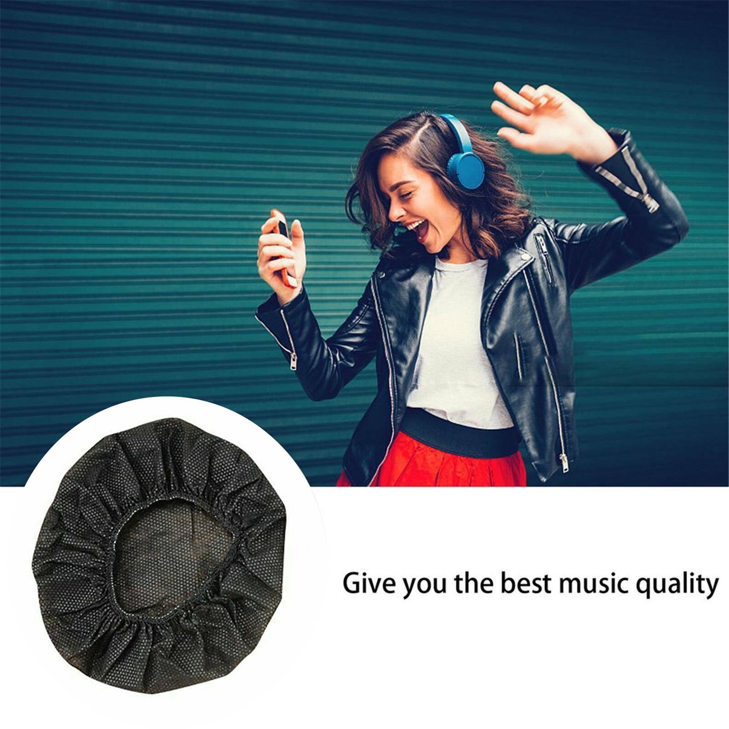 200PCS Disposable Headphone Covers Non-Woven Headset Stretch Sanitary Caps Black