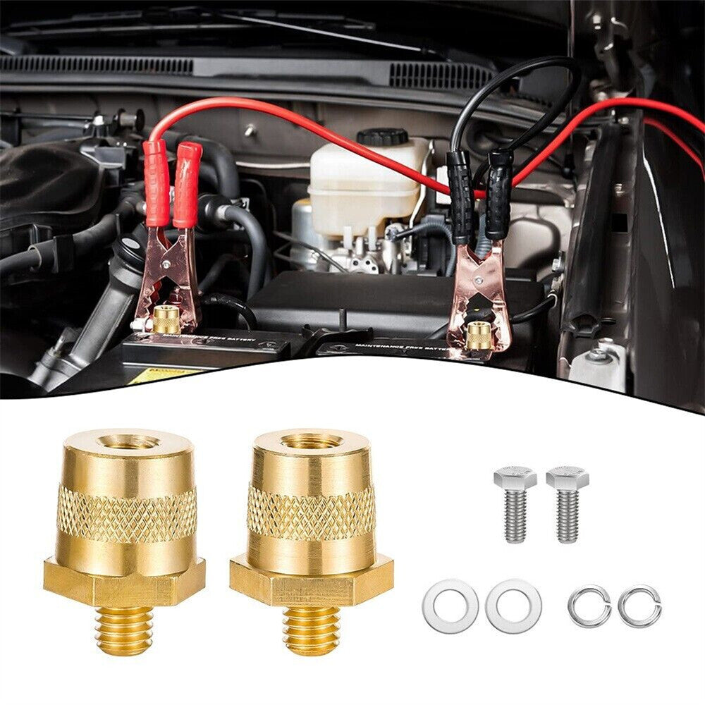 2X M8 Battery Terminal Connector Brass Tone Post Adapter w/ Stainless Screws AU