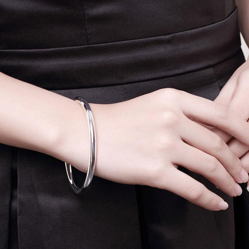 Women's 925 Sterling Silver Filled Solid 5.5mm Round Bangle Bracelet Stunning