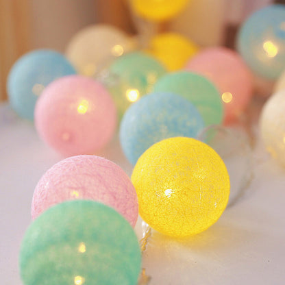 20 LED Cotton Ball Globe Garland String Fairy Lights Bedroom Wedding Home Decor
