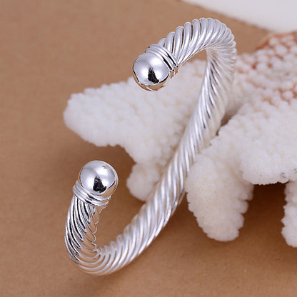 Stunning 925 Sterling Silver Filled 8MM Twisted Rope Solid Charm Bracelet Bangle