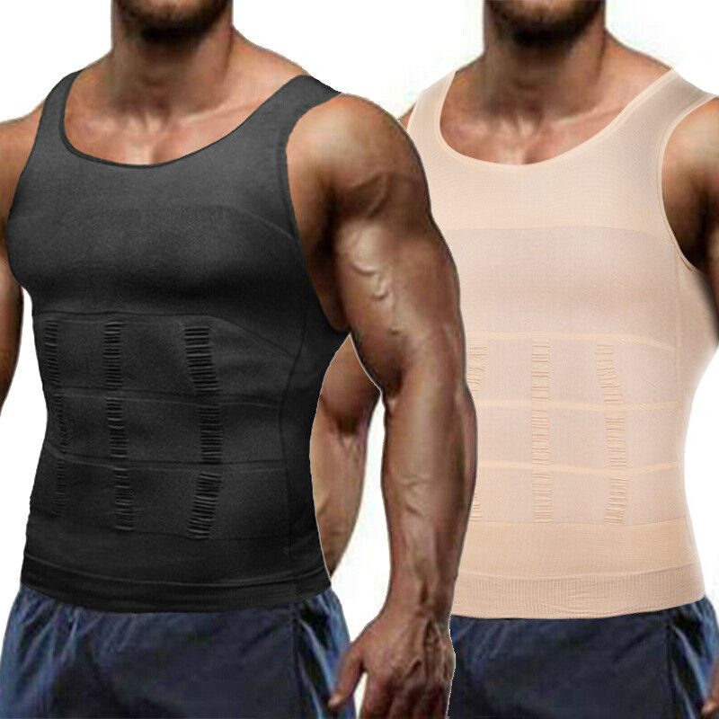 Men' Compression Vest T-Shirt Moobs Slimming Tummy Control Body Shaper Tank Tops