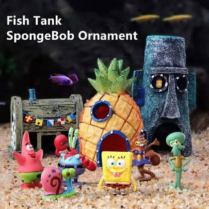 11PCS Fish Tank Ornaments Aquarium Decorations Fish Bowls SpongeBob Squarepant