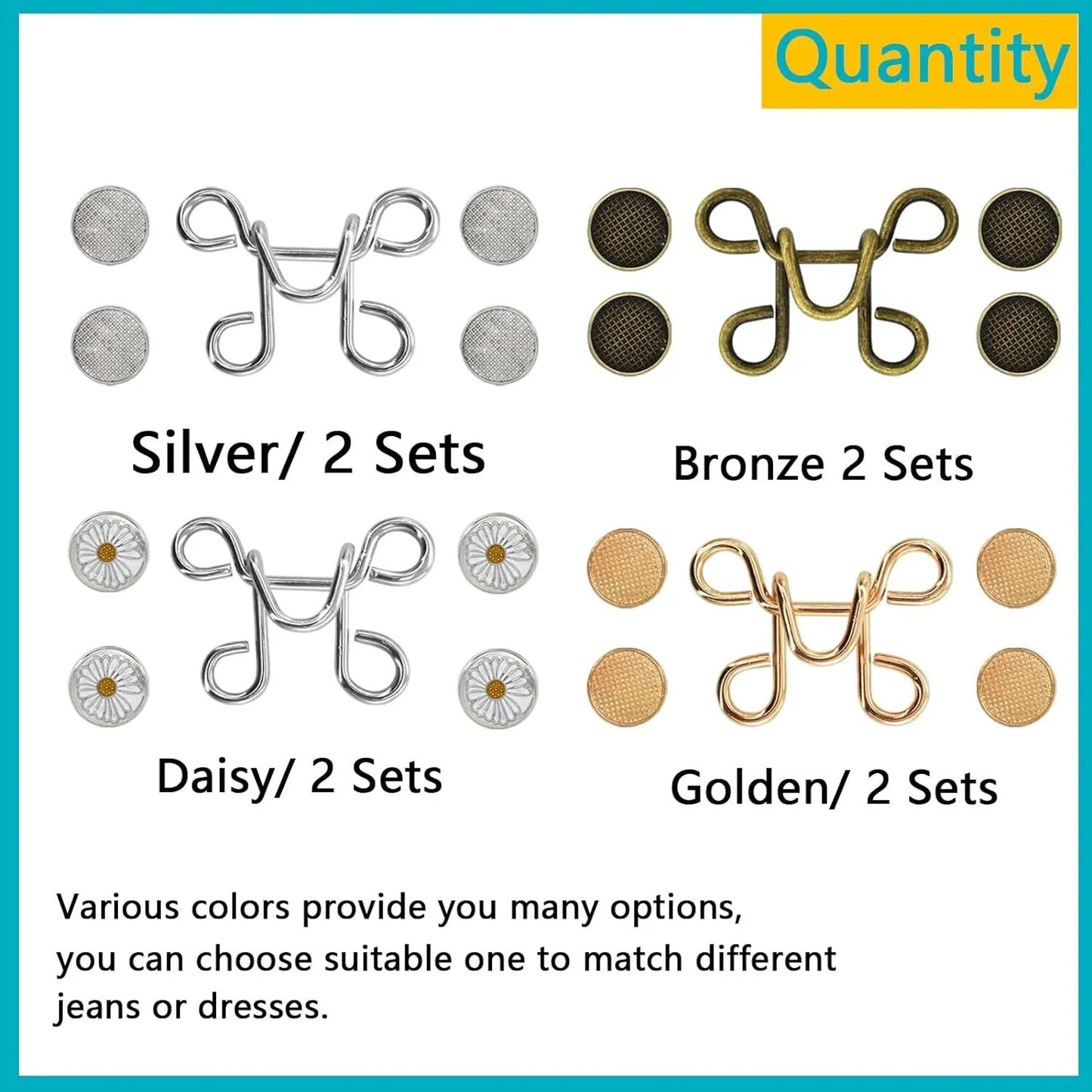 Pant Waist Buttons Adjustable Button Pins Pant Waist Tightener Button Hook Clip