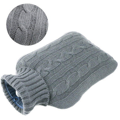 Hot Water Bottle with Knitted Cover Heat Hand Feet Warmer Rubber Warm Bag 2L