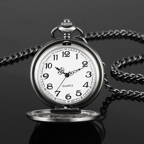 Antique Retro Mechanical Skeleton Steampunk Mens Pocket Watch Open Case Chain AU