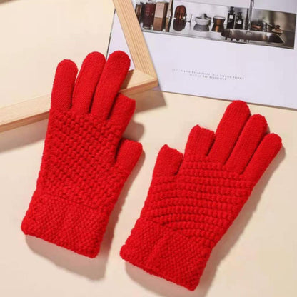 Women Elastic Soft Touch Screen Mittens Thick Warm Arm Warmers Knitted Gloves