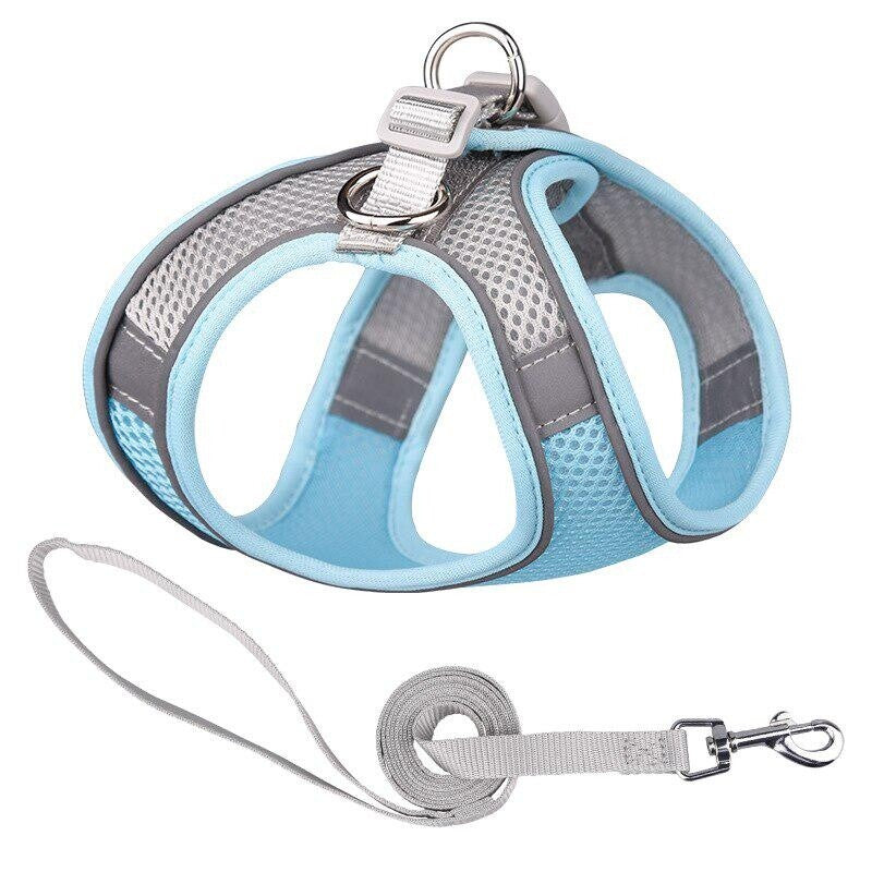 Soft Mesh Step in Dog Harness+Lead Set Reflective Breathable Vest for Puppy Cats