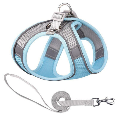 Soft Mesh Step in Dog Harness+Lead Set Reflective Breathable Vest for Puppy Cats