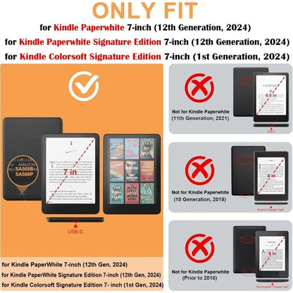 E-Reader Case for Kindle Paperwhite 2024 7 inch  (12th Gen)/Colorsoft