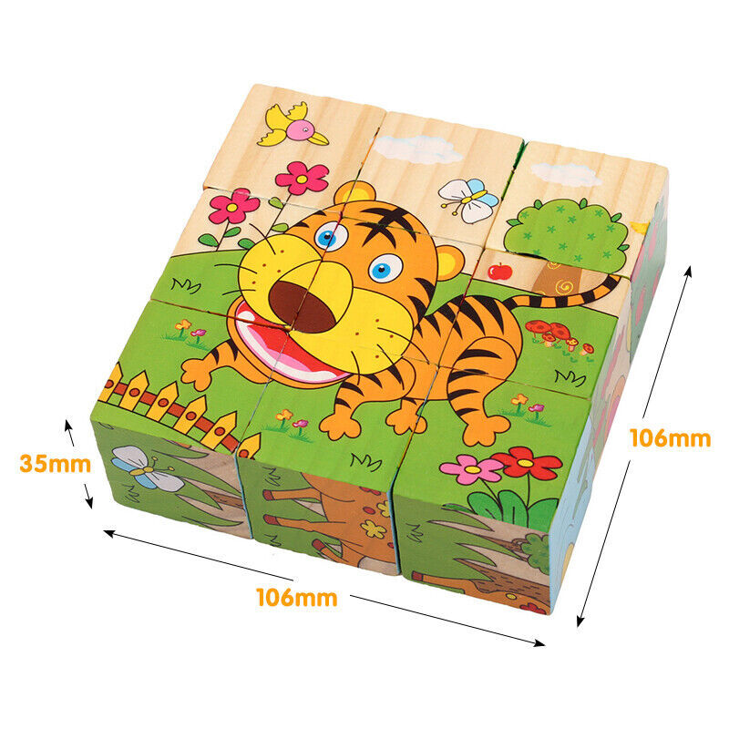 Toddler Puzzles Child 6 Animal Shape Wooden Toys Baby for 1 2 3 Year Old AU