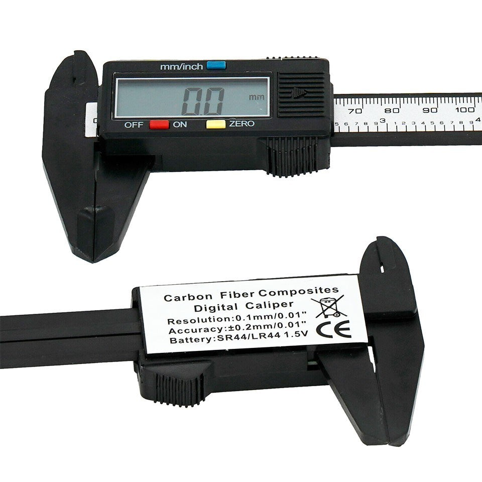 150mm Digital Caliper Carbon Fibre Plastic LCD Vernier Gauge 0.1mm Inch MM Tool