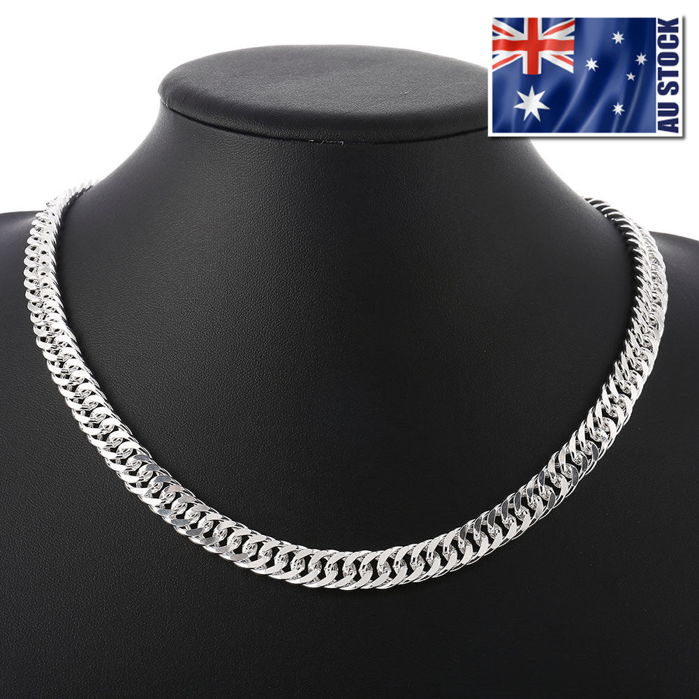925 Sterling Silver Filled 10MM Classic Solid Curb Chain Necklace 20" Stunning