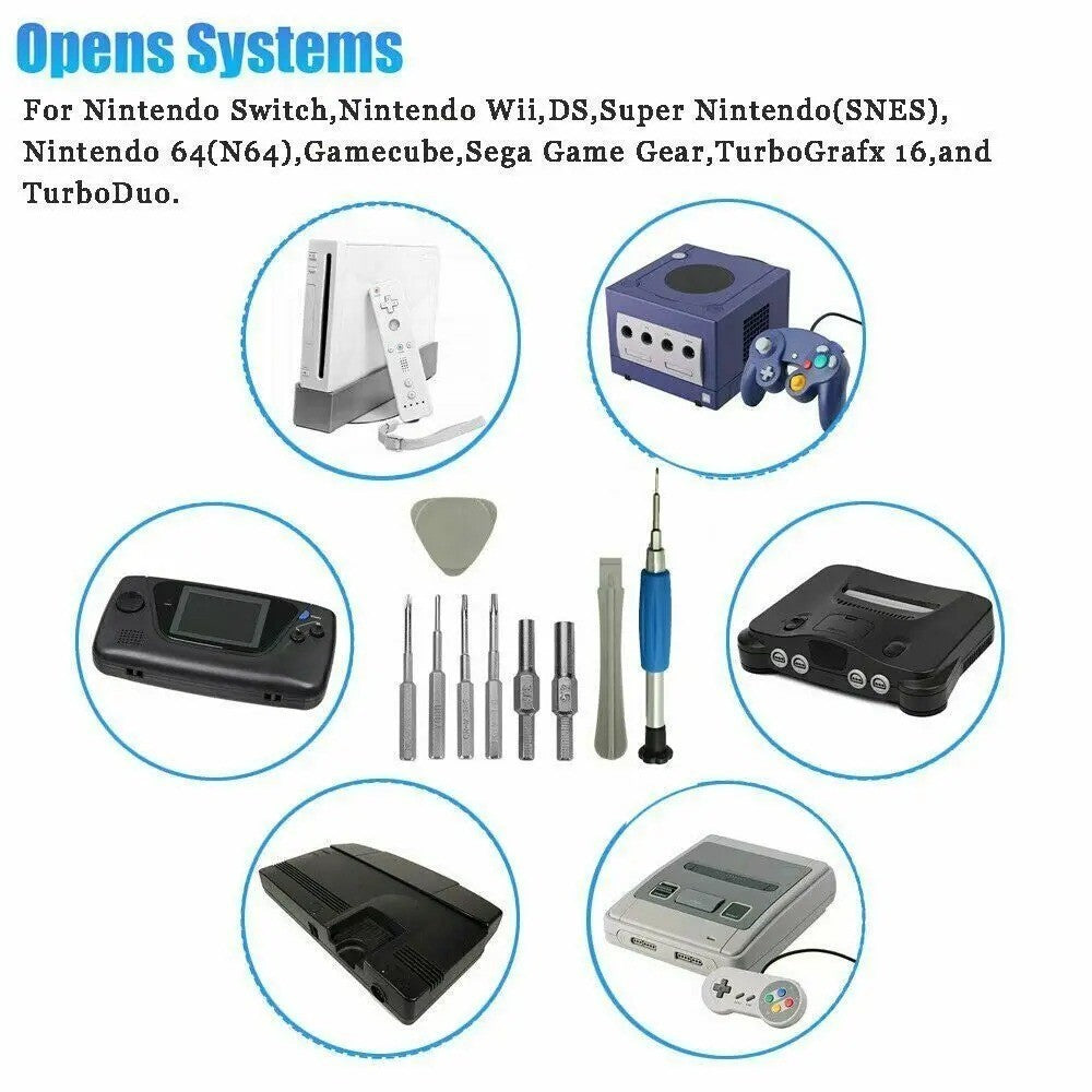 Repair Tool Kit Screwdriver Compatible with Nintendo NES SNES N64 Sega Set Game Boy Consoles