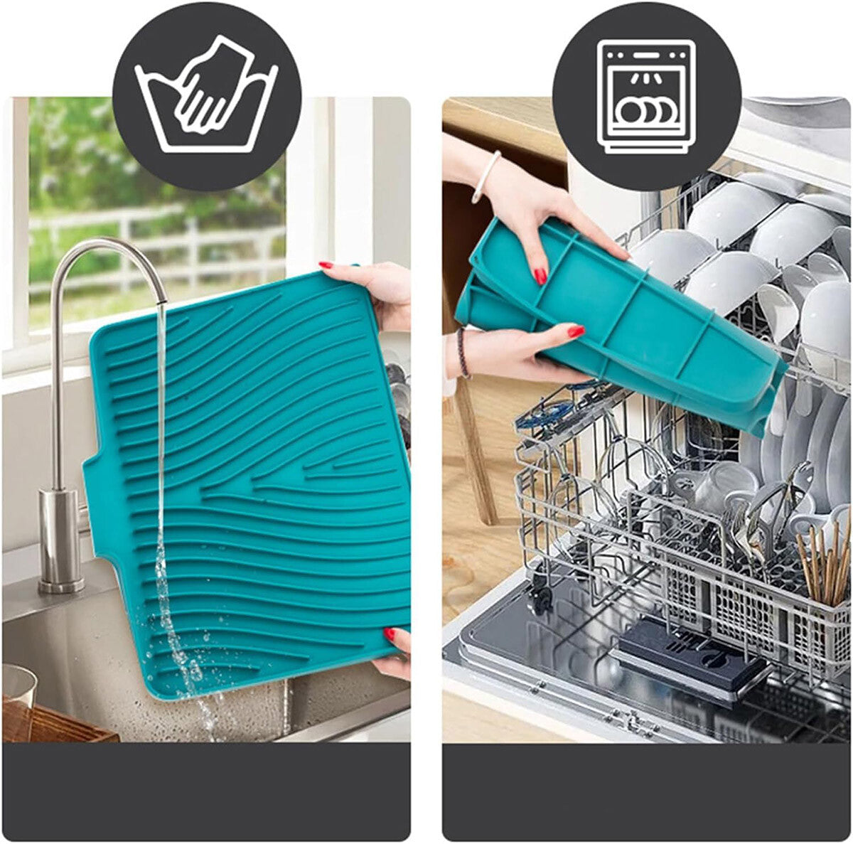 Silicone Sink Drying Mat Heat Resistant Kitchen Rectangle Non Slip Dish Drainer