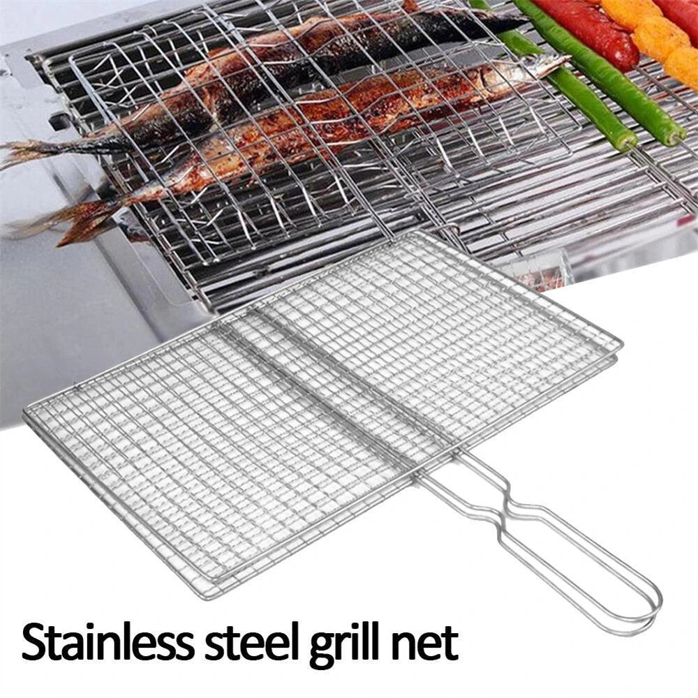 BBQ Fish Grilling Basket Grill Camping Net Meat Vegetable Cooking Kitchen Tool