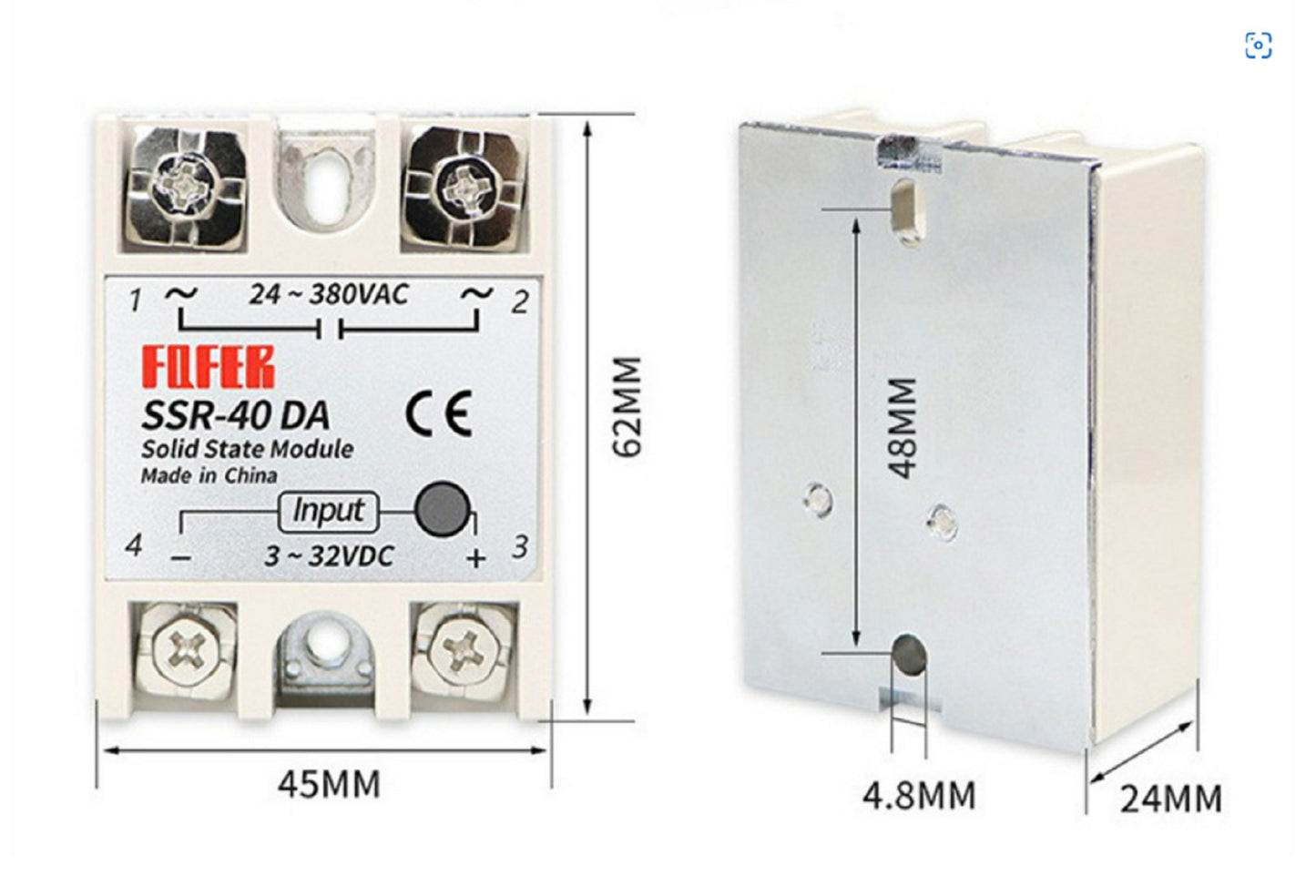 25A/40A/100A 250V SSR-25DA SSR-40DA SSR-100DA Solid State Relay Module Heat Sink