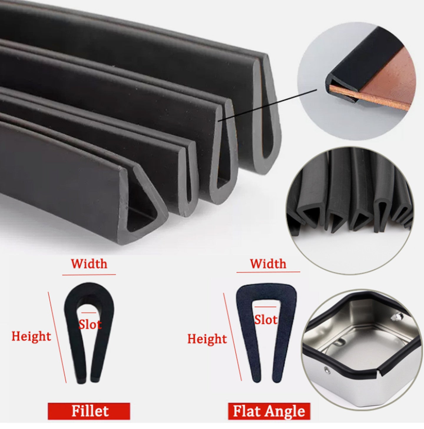1mm~12mm Edge Protection Frame Profile Rubber Edging Trim Seal U-profile Slot