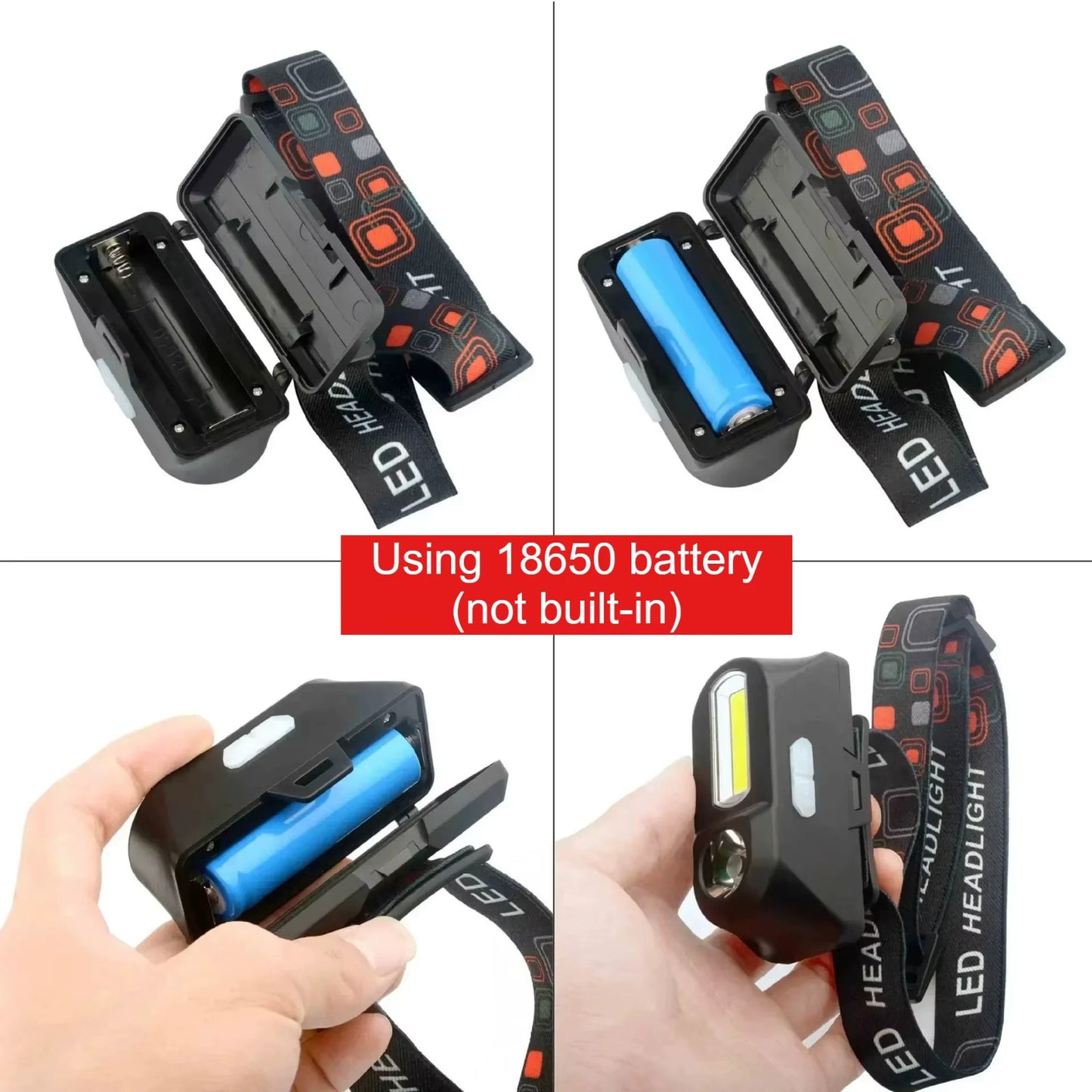 Super Bright Waterproof Head Torch Headlight LED USB Rechargeable Headlamp Fish