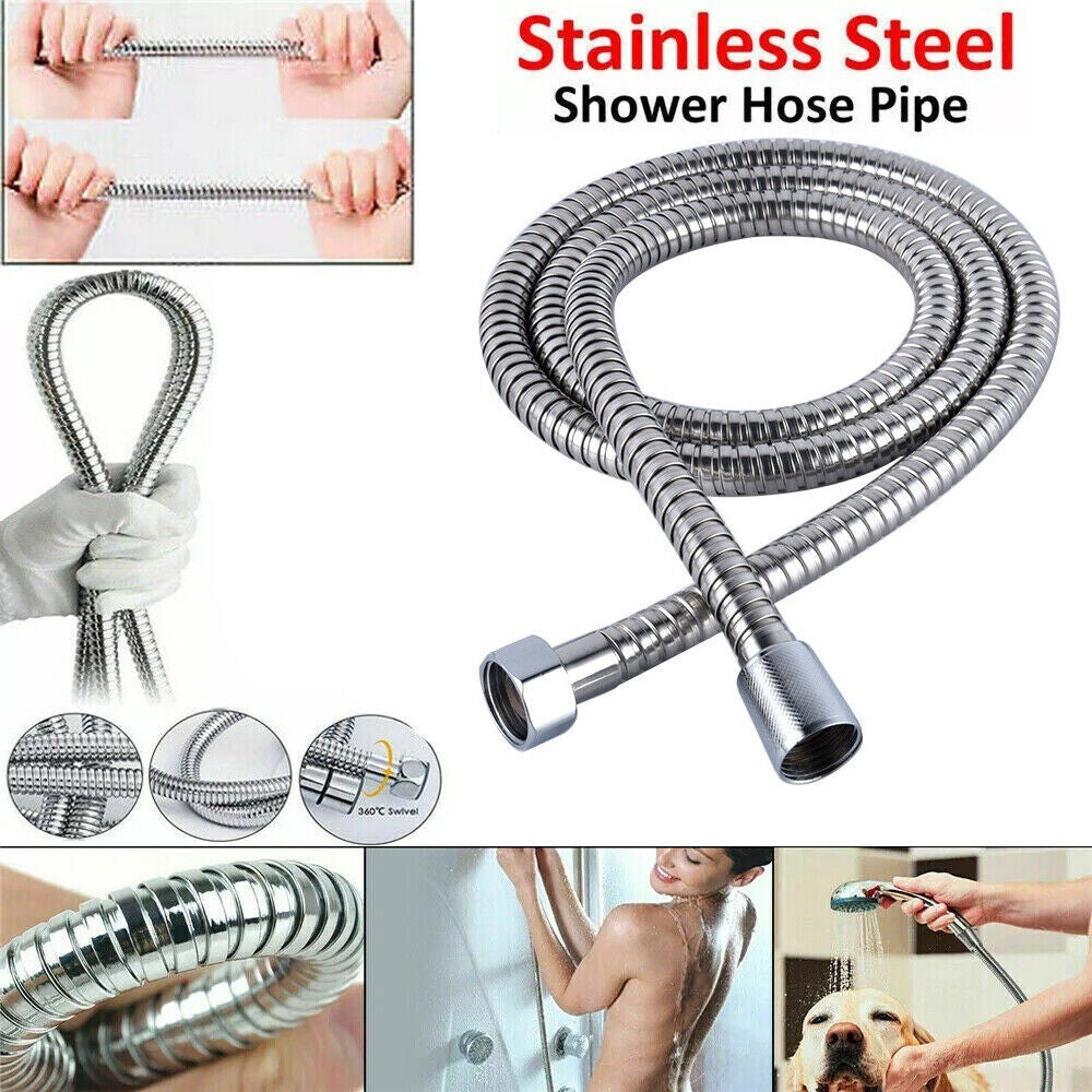 1.2-3m Shower Head Hose Handheld Stainless Steel Bathroom Flexible Tube Bath