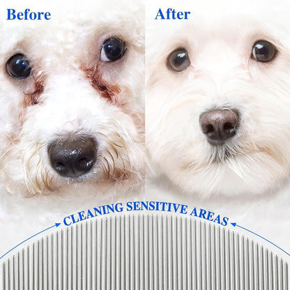 2 Pack Professional Eye Comb for Pets,Stainless Steel Tear Stain Remover for ...