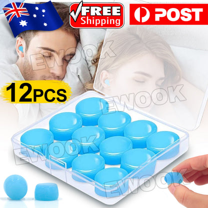12Pcs Soft Silicone Ear Plugs Comfortable Adjustable Sleep Anti Snore Moldable