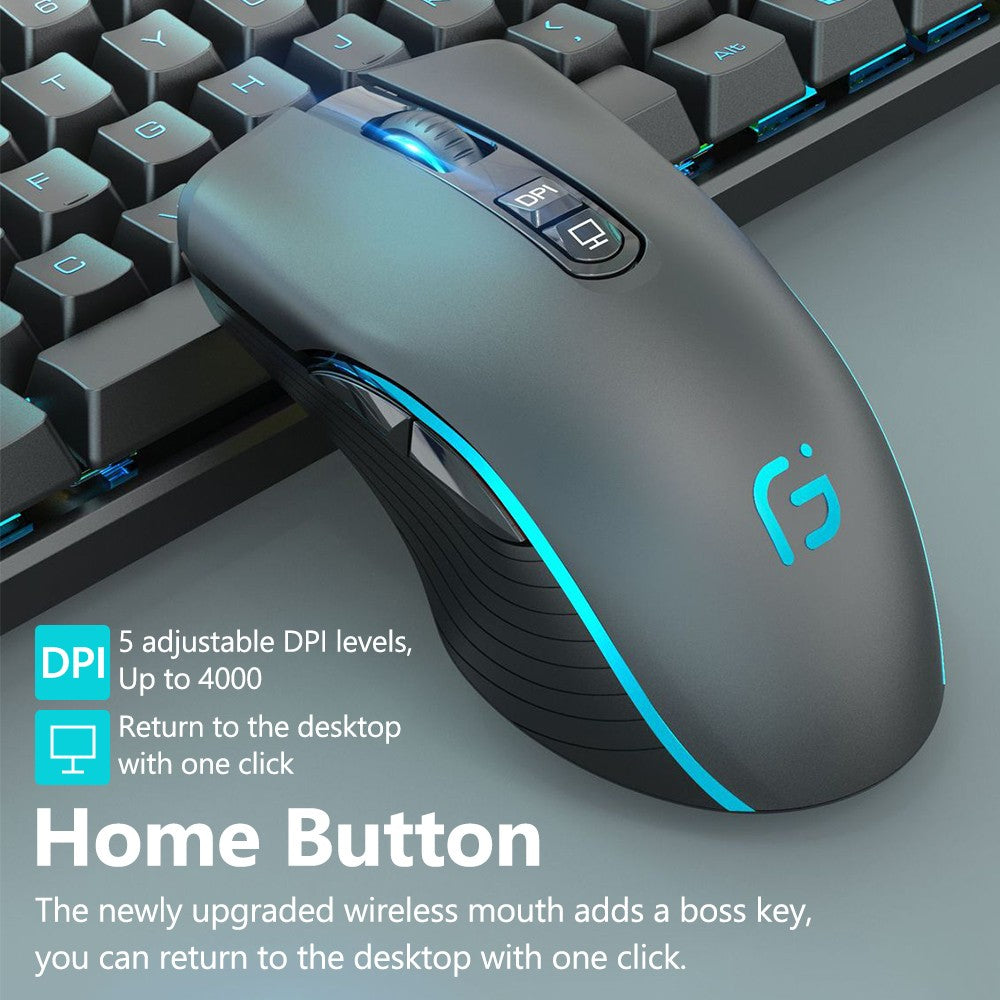 Dual Mode Wireless Bluetooth Mouse Silent Ergonomic for PC Laptops Rechargeable