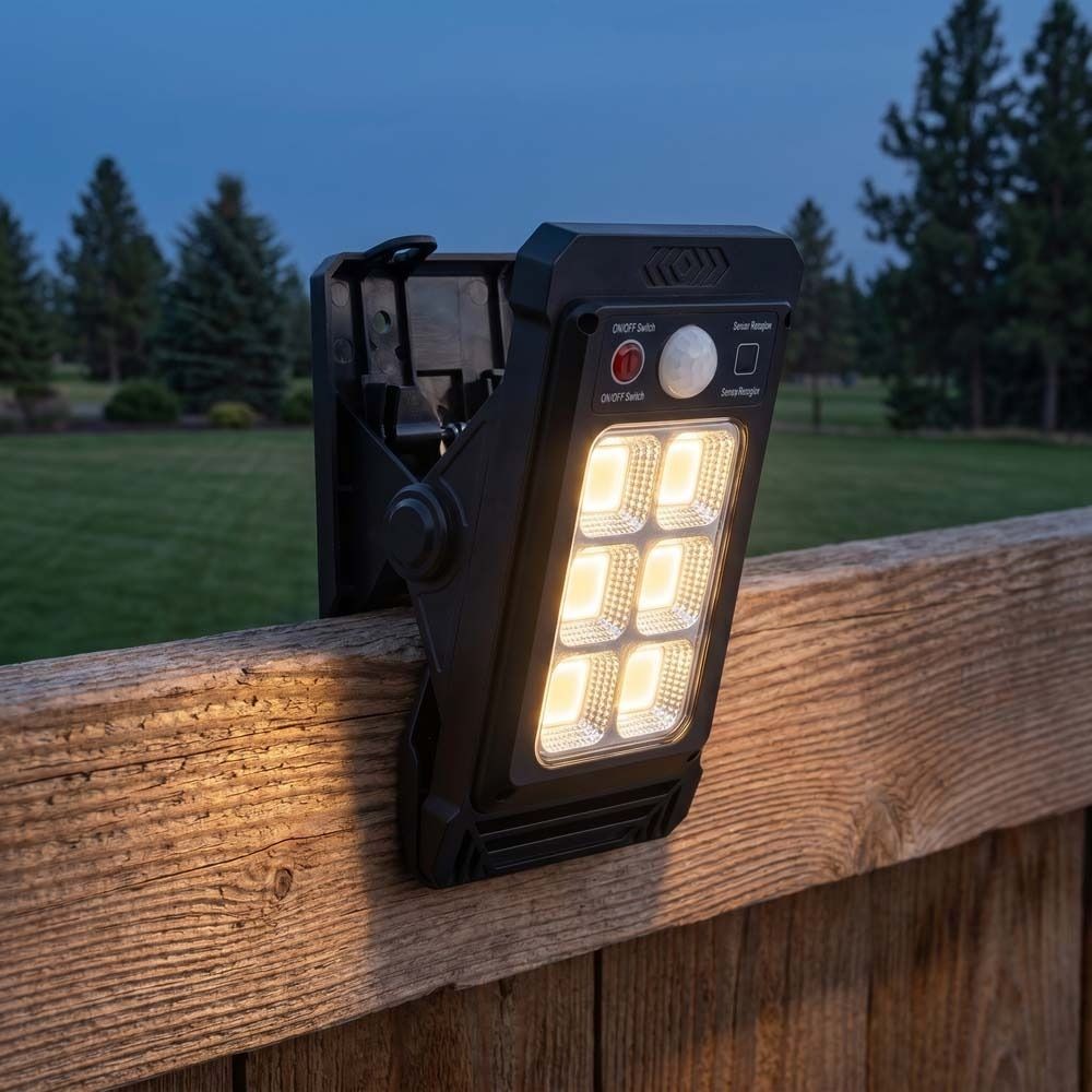 Solar Powered Clamp Light Waterproof Outdoor Use for Garden Camping Lighting