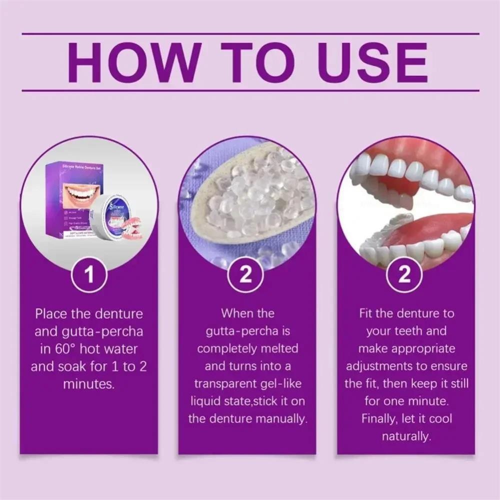 Teeth Comfort Fit Silicone Denture Set for Women Men