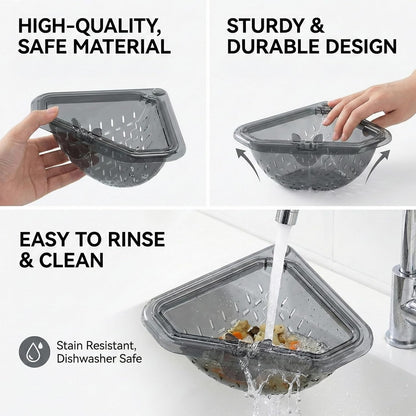 Triangular Magnetic Corner For Sink Strainer Basket Touchless Kitchen Drain