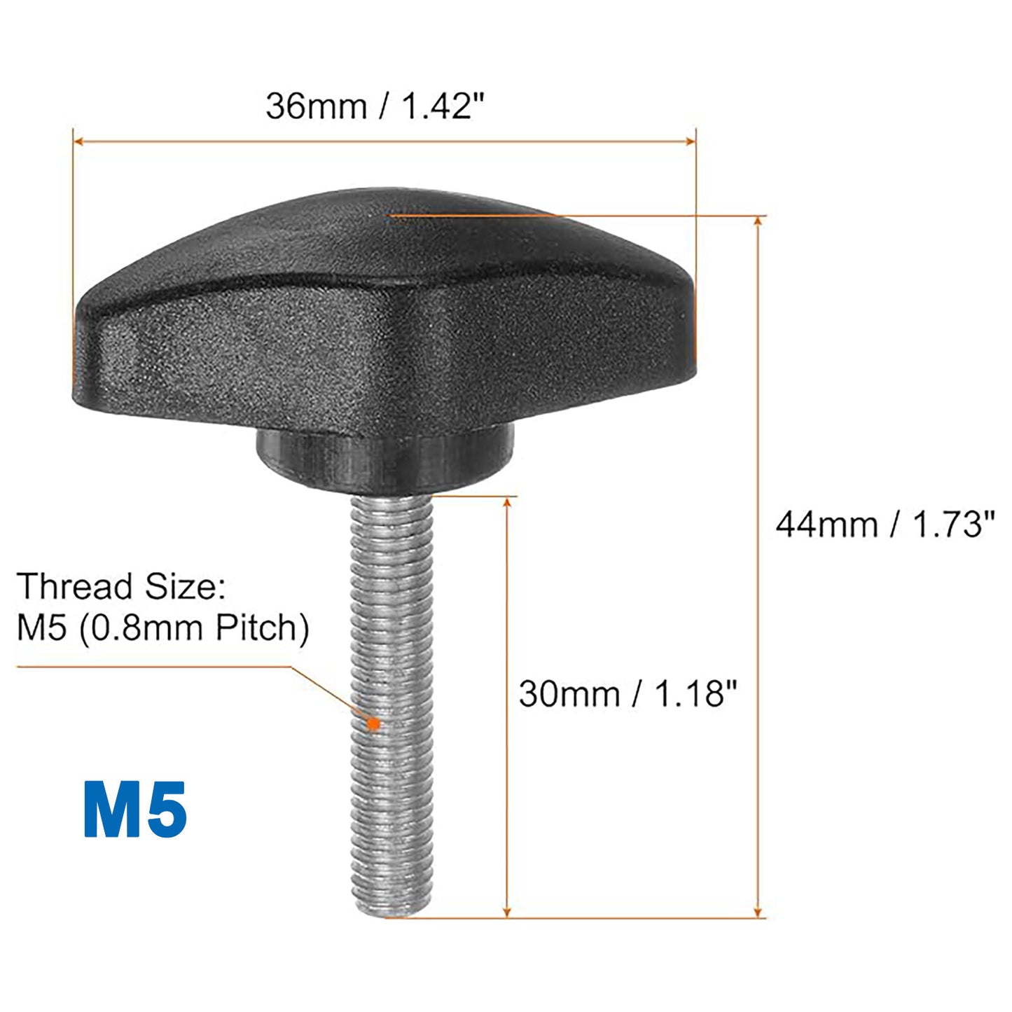 M5 M6 M8 Tee Wing Knob Head Clamping Thumb Screw Dial Lock Hand Grip Bolt Spare
