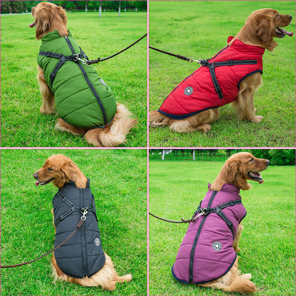 Pet Dog Waterproof Coat Autumn Winter Warm Padded Pet Puppy Jacket with Harness