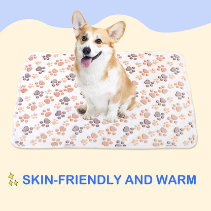 Pet Mat Paw Print Cat Dog Puppy Fleece Soft Pet Blanket Bed Cushion SML Size