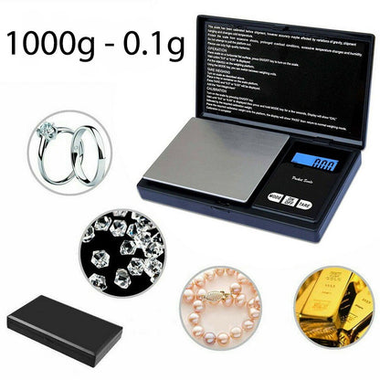 Pocket Digital Scale 200g x 0.01g LCD Jewelry Diamond Medicine Gram Scale Black