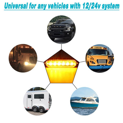 4 x Strobe Warning Light Amber LED Side Flashing Beacon Emergency Hazard (4pcs)