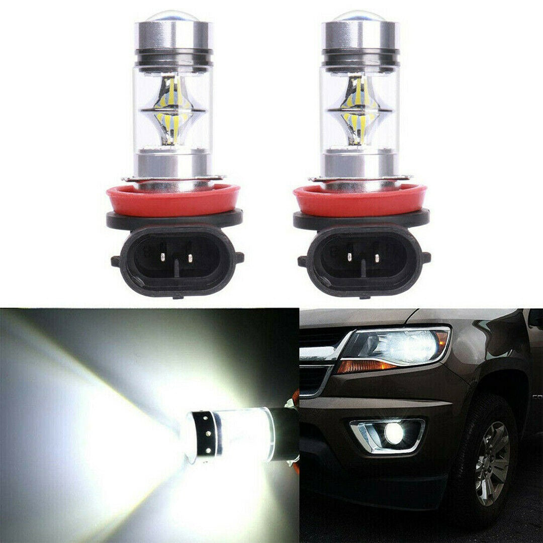 2 X H8 H9 H11 LED GLOBES COOL WHITE 6000k LED FOG LIGHT GLOBES 2PCS
