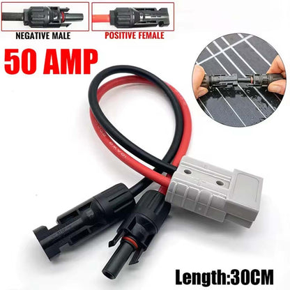 50A Anderson Plug to MC4 Solar Panel Y Connector 10AWG 30cm Heavy Duty