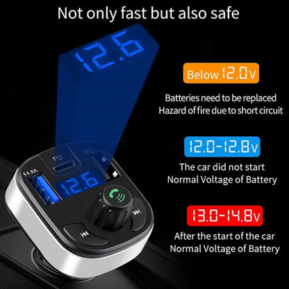 Bluetooth FM Transmitter MP3 Car Charger Type C 3 USB Fast Charge 12-24V LED AU