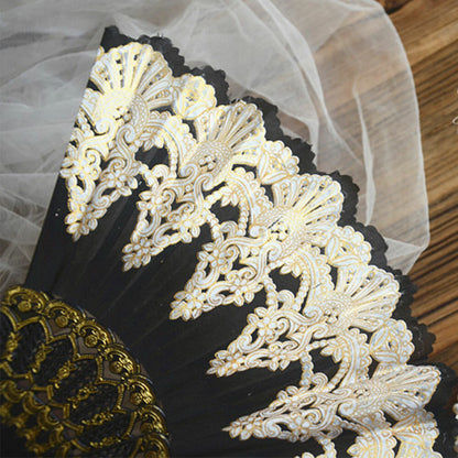 Lace Folding Fan Dance Party Spanish Style Wedding Silk Hand Held Nice Flower