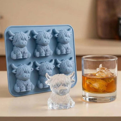 3D Highland Cow Ice Cube Tray Silicone Ice Ball Maker Mold for Whiskey Cocktails