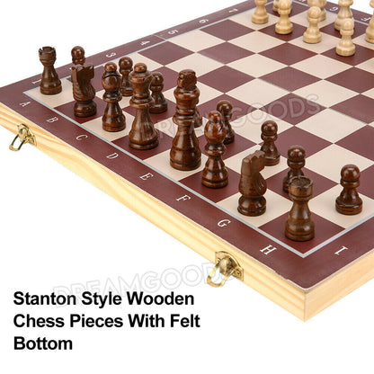 39CM Large Magnetic Chess Wooden Set Folding Chessboard Pieces Wood Board Game