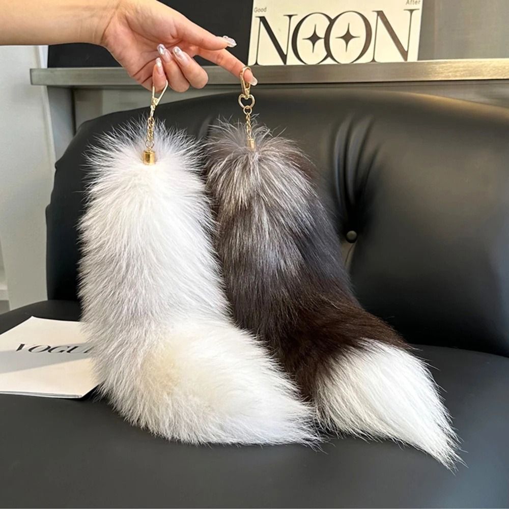 Therian Tail Plush Keychain Long Pendant Cosplay Tail Animal Car Keyring 28 40CM