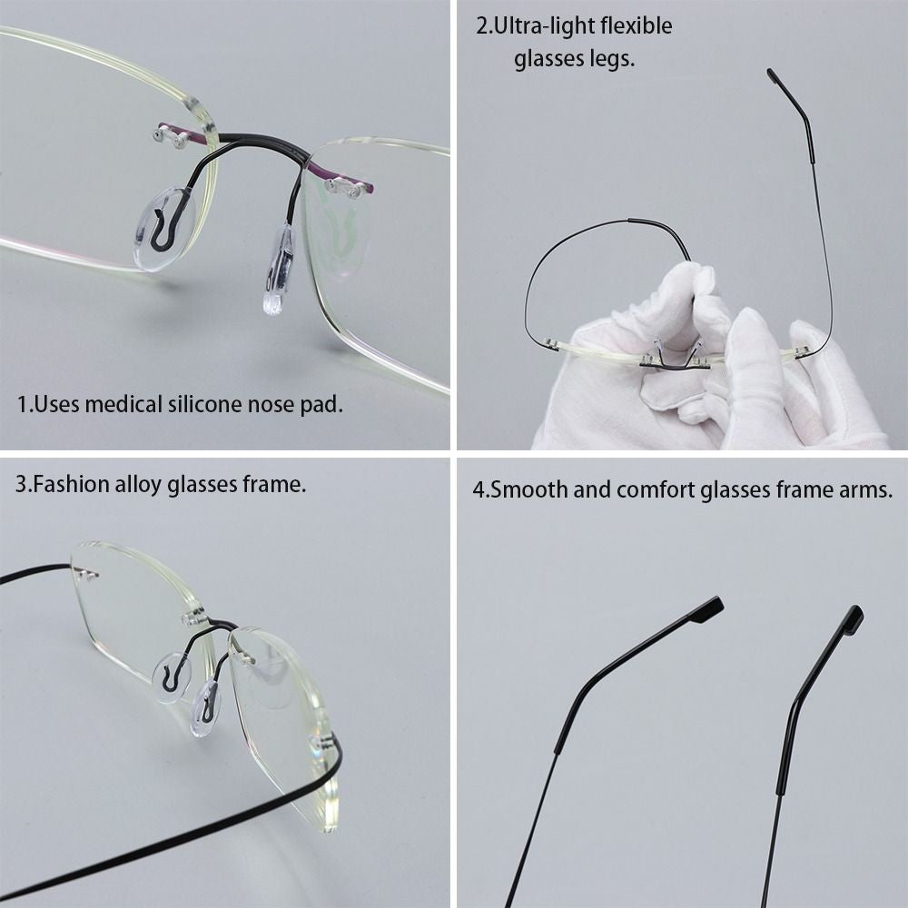 Rimless Memory Titanium Ultra-light Reading Glasses Presbyopic Eyeglasses