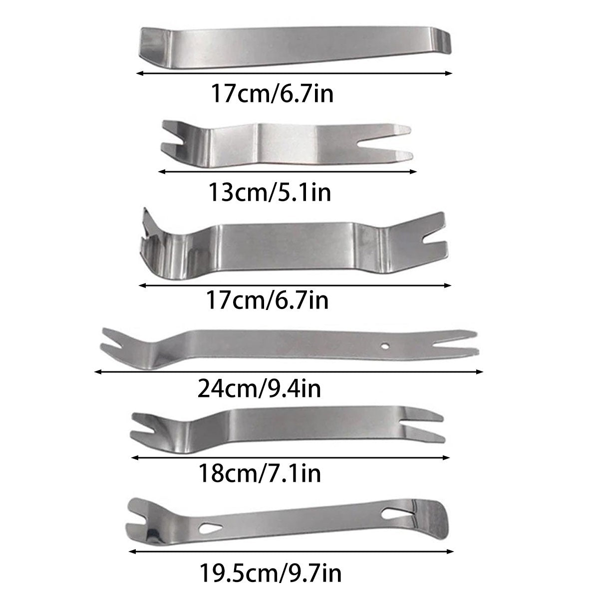 Car Trim Removal Tool Set 6pcs Metal Pry Bar Panel Clip Fastener Dismantle Kit