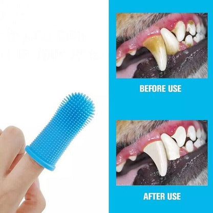 Super Soft Pet Finger Toothbrush Teddy Dog Cat Brush Silicone Teeth Clean NEW