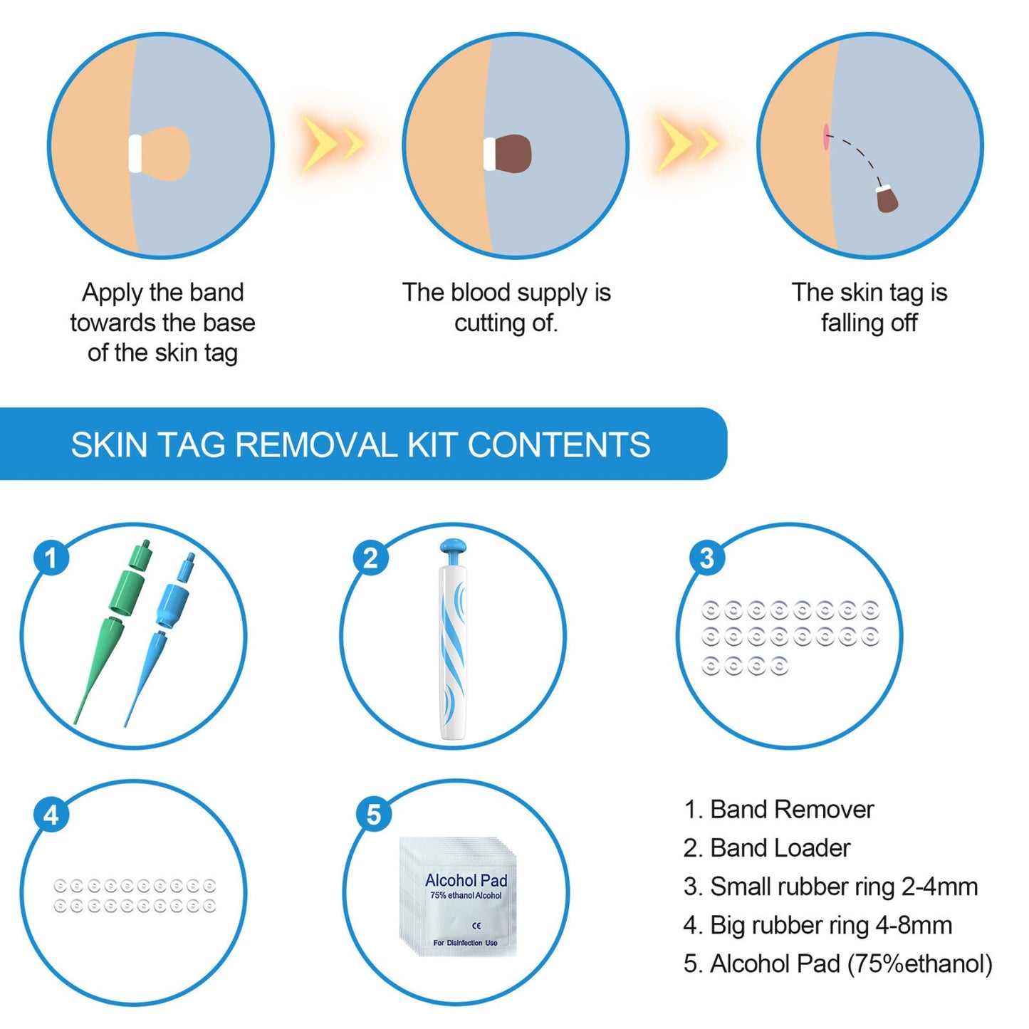 AU Natural Painless Skin Tag Mole Wart Removal Kit Auto SKIN TAG Bands Remover