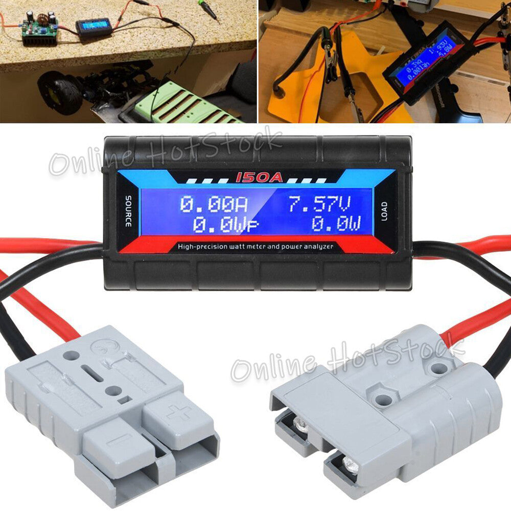 200A Digital LCD Amp Watt Meter Power Analyser Solar Caravan+ Anderson Plug NEW